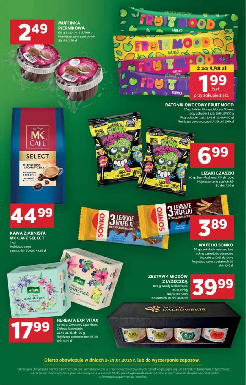 Gazetka promocyjna Stokrotka - Supermarket - ważna 09.01 do 15.01.2025 - strona 15 - produkty: Baton, Fa, Herbata, Inka, Kawa, Kawa ziarnista, LG, Lizaki, Mango, Miecz, Sonko, Tonik, Vitax