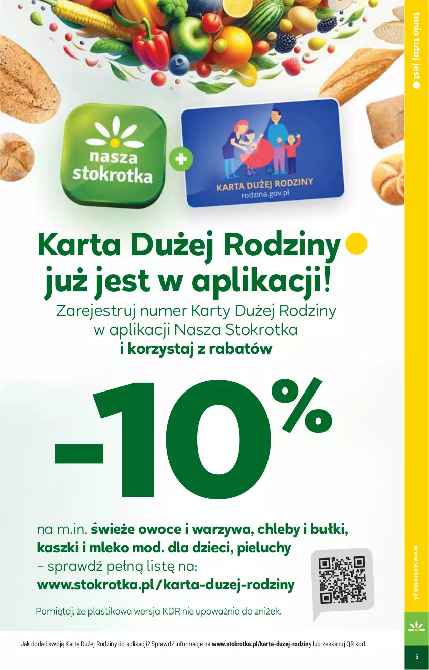 Gazetka promocyjna Stokrotka - Supermarket - ważna 09.01 do 15.01.2025 - strona 5 - produkty: Chleb, Dzieci, Mleko, Owoce, Pieluchy, Warzywa