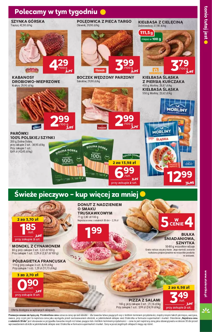 Gazetka promocyjna Stokrotka - Supermarket - ważna 09.01 do 15.01.2025 - strona 9 - produkty: Bagietka, Boczek, Bułka, Danio, Donut, HP, Kabanos, Kiełbasa, Kiełbasa śląska, Kurczak, Parówki, Piec, Pieczywo, Pizza, Półbagietka, Polędwica, Salami, Sos, Szynka