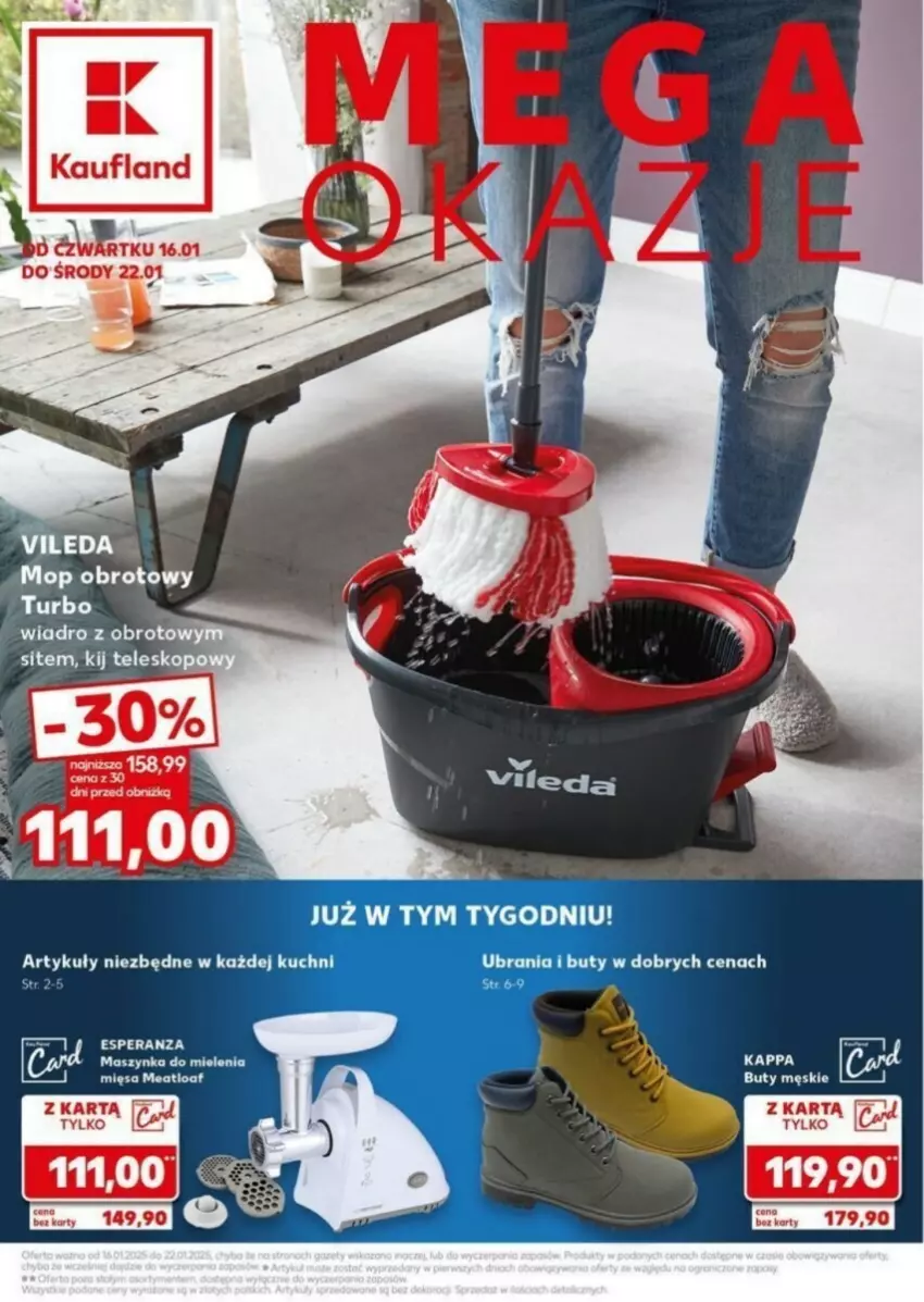 Gazetka promocyjna Kaufland - ważna 16.01 do 22.01.2025 - strona 1 - produkty: Buty, Maszynka, Maszynka do mielenia, Szynka, Ubrania, Wiadro