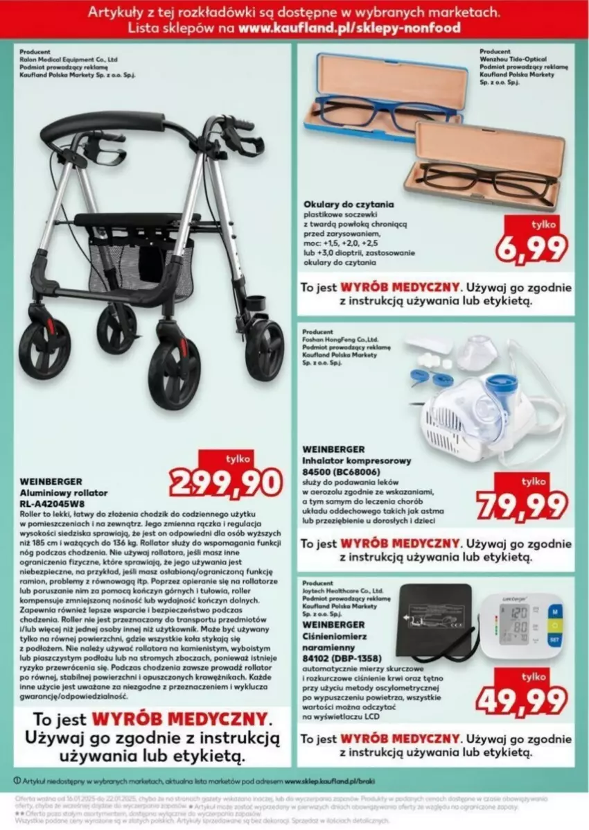 Gazetka promocyjna Kaufland - ważna 16.01 do 22.01.2025 - strona 9 - produkty: Bols, Chodzik, Ciśnieniomierz, Dres, Dzieci, Gra, Inhalator, Kompresor, Okulary do czytania, Piec, Por, Roller, Sok, Sport, Tran