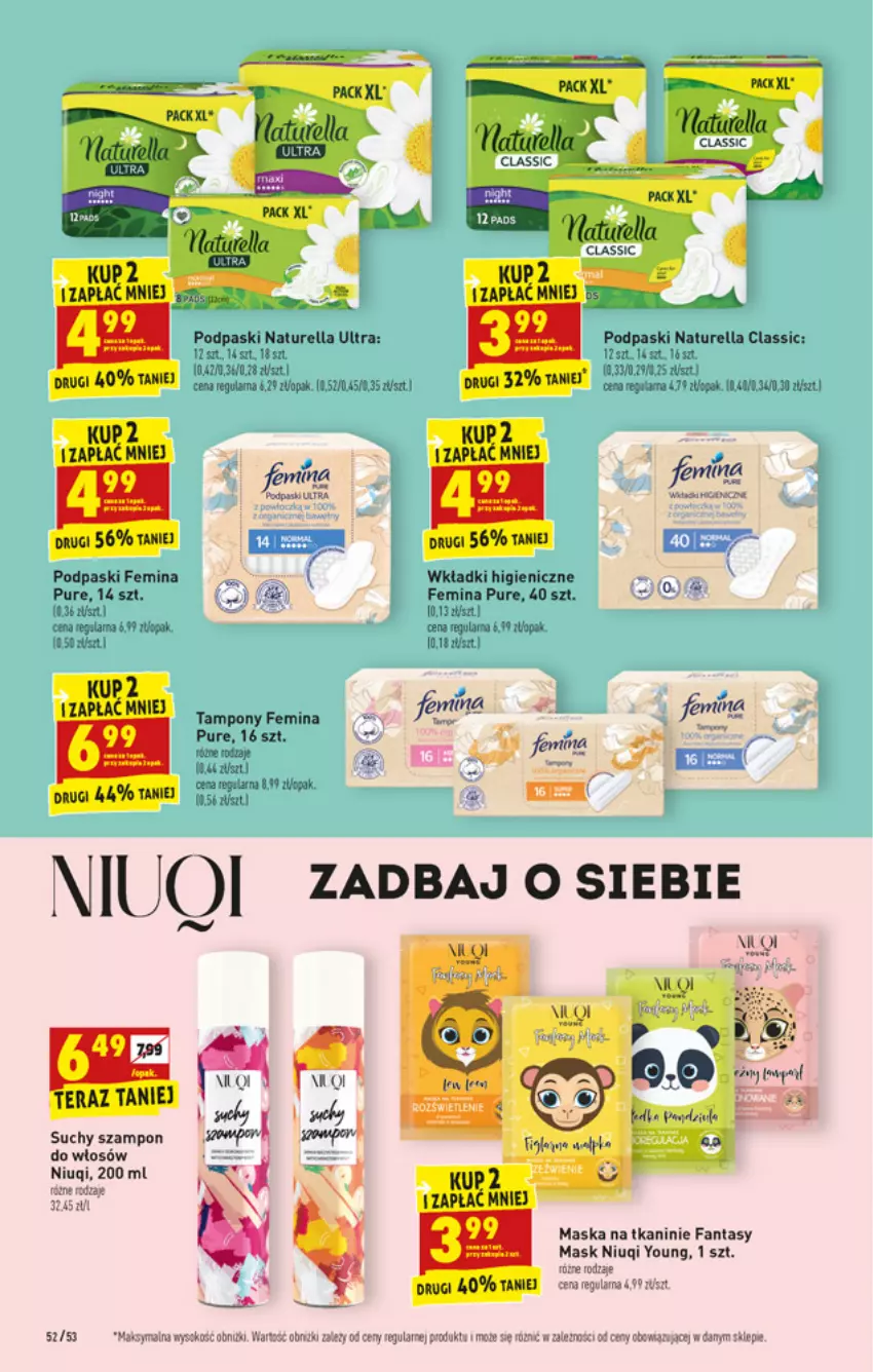 Gazetka promocyjna Biedronka - W tym tygodniu - ważna 28.02 do 05.03.2022 - strona 52 - produkty: Fa, Fanta, Gala, LG, Maska, Naturell, Naturella, Niuqi, Podpaski, Pur, Sok, Suchy szampon, Szampon, Tampony, Tera, Wkładki