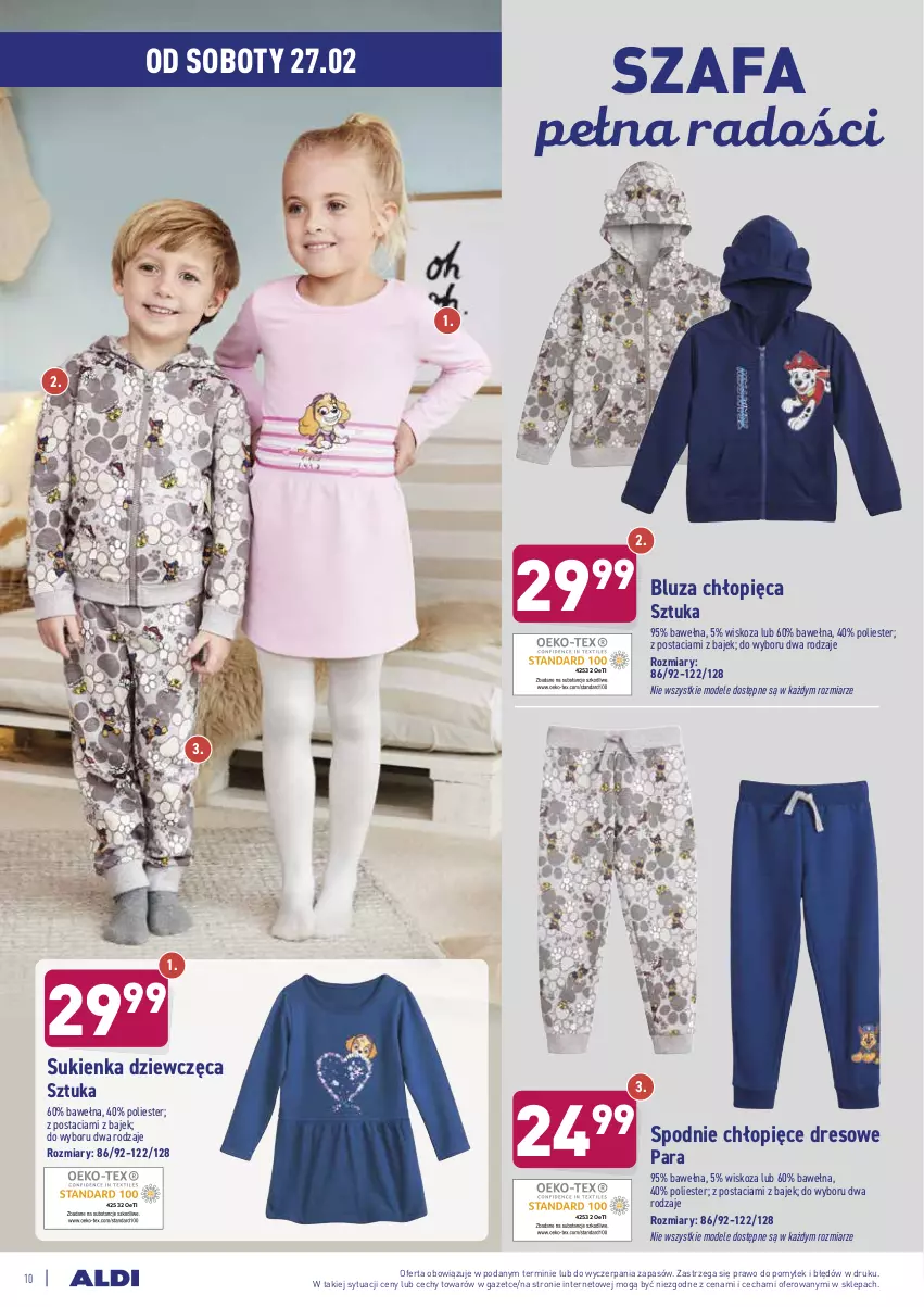 Gazetka promocyjna Aldi - Od Środy i Soboty - ważna 24.02 do 27.02.2021 - strona 10 - produkty: Bluza, Dres, Fa, Spodnie, Sukienka, Szafa, Wełna