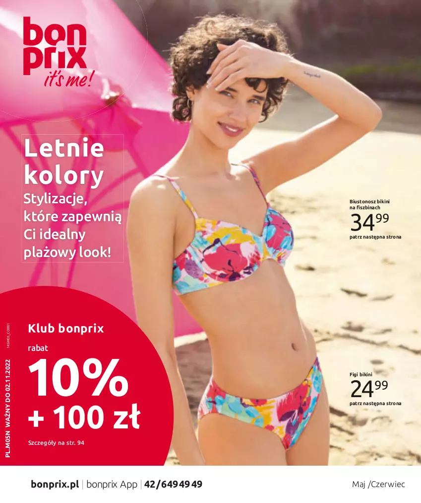 Gazetka promocyjna Bonprix - Letnie kolory - ważna 02.05 do 02.11.2022 - strona 1 - produkty: Bikini, Biustonosz, Figi