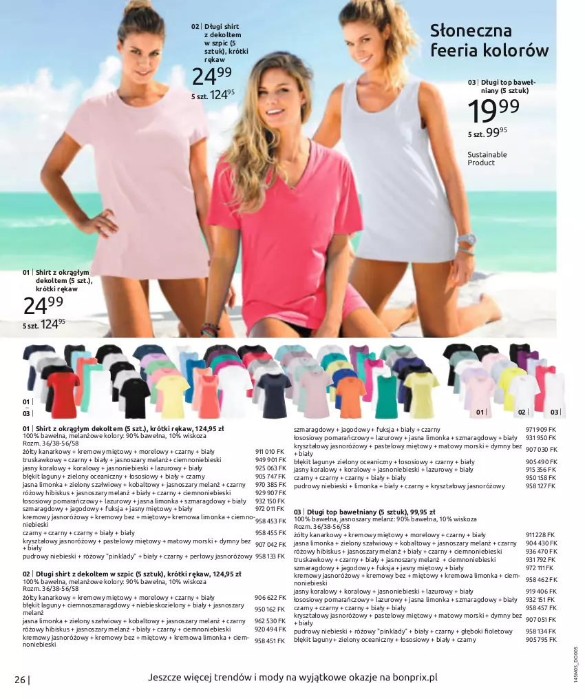 Gazetka promocyjna Bonprix - Letnie kolory - ważna 02.05 do 02.11.2022 - strona 28 - produkty: Długi shirt, Hibiskus, Lazur, Limonka, Sos, Szpic, Top, Wełna