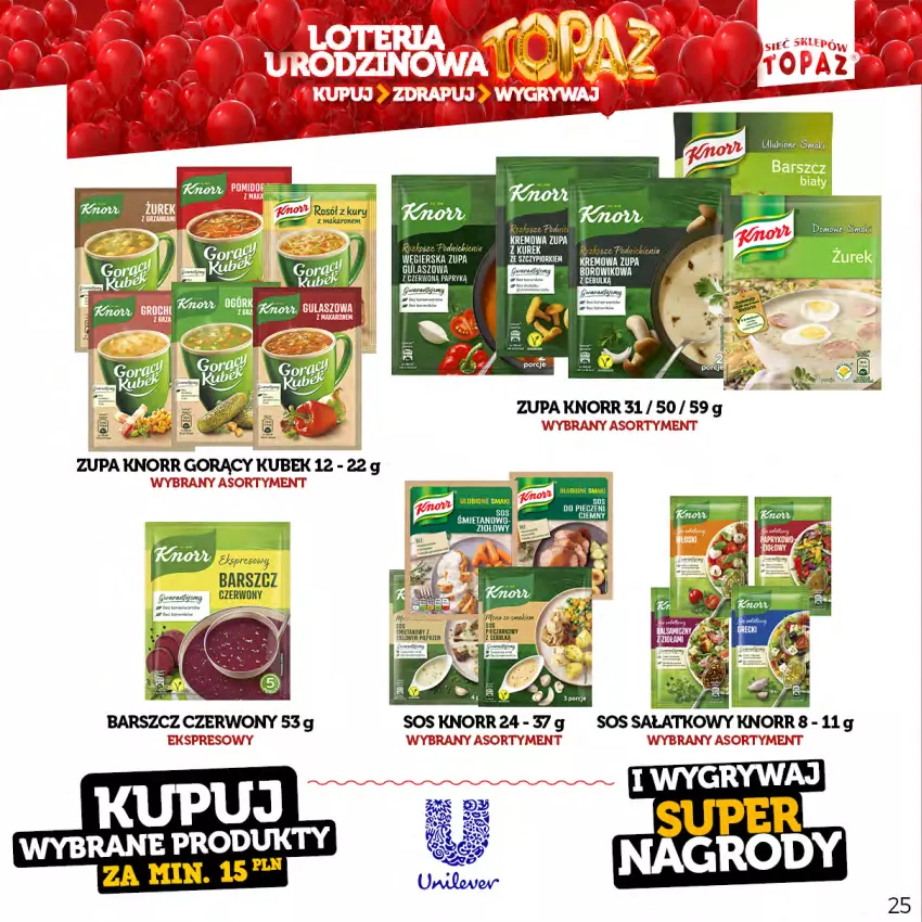 Gazetka promocyjna Topaz - Gazetka - ważna 17.04 do 18.06.2023 - strona 25 - produkty: Knorr, Kubek, Sałat, Sos, Zupa