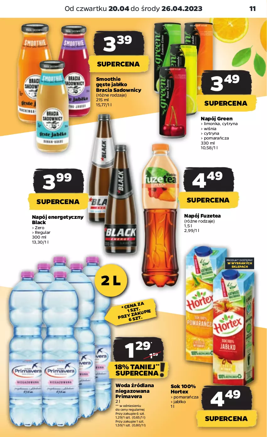 Gazetka promocyjna Netto - Artykuły spożywcze - ważna 20.04 do 26.04.2023 - strona 11 - produkty: Hortex, Lack, LANA, Limonka, Napój, Napój energetyczny, Prima, Primavera, Smoothie, Sok, Woda