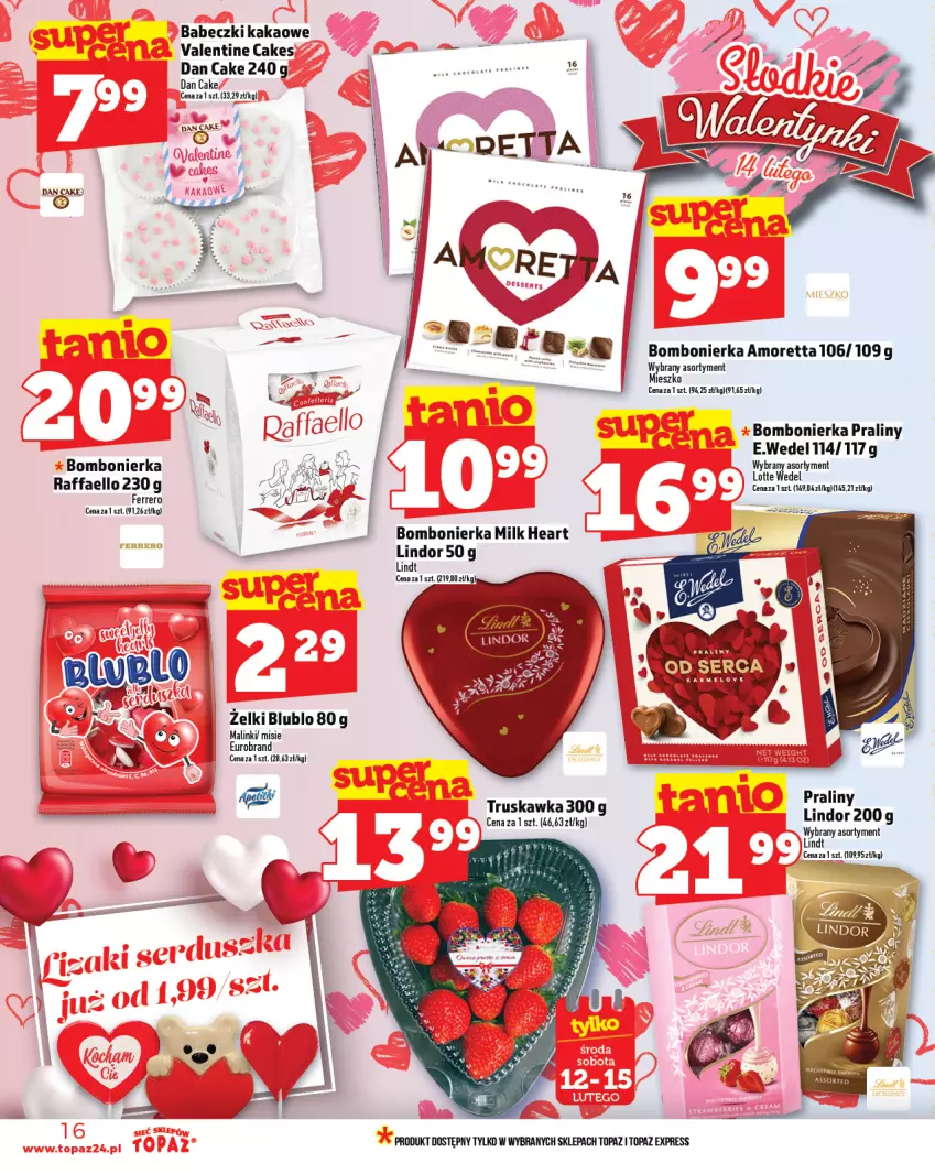 Gazetka promocyjna Topaz - Gazetka - ważna 06.02 do 12.02.2025 - strona 16 - produkty: Babeczki, Dan Cake, Fa, Kakao, Lindt, Praliny, Raffaello, Top