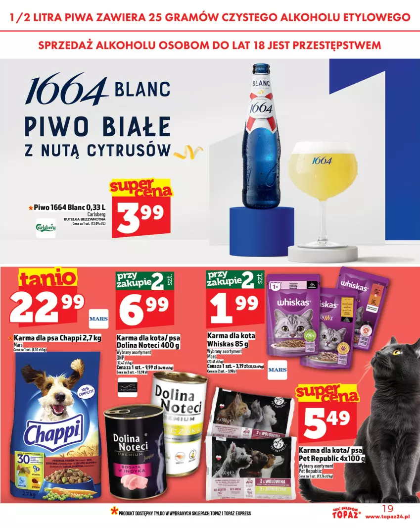 Gazetka promocyjna Topaz - Gazetka - ważna 06.02 do 12.02.2025 - strona 19 - produkty: Carlsberg, Chappi, Mars, Piwo, Top, Whiskas