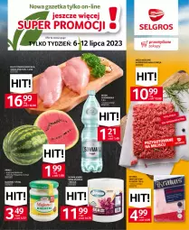 Gazetka promocyjna Selgros - Jeszcze więcej super promocji! - Gazetka - ważna od 12.07 do 12.07.2023 - strona 1 - produkty: Kurczak, Majonez, Mięso mielone, Ser, Por, Filet z piersi kurczaka, Szynka, Ręcznik, Sport, Arbuz, Woda, Cisowianka, Mięso