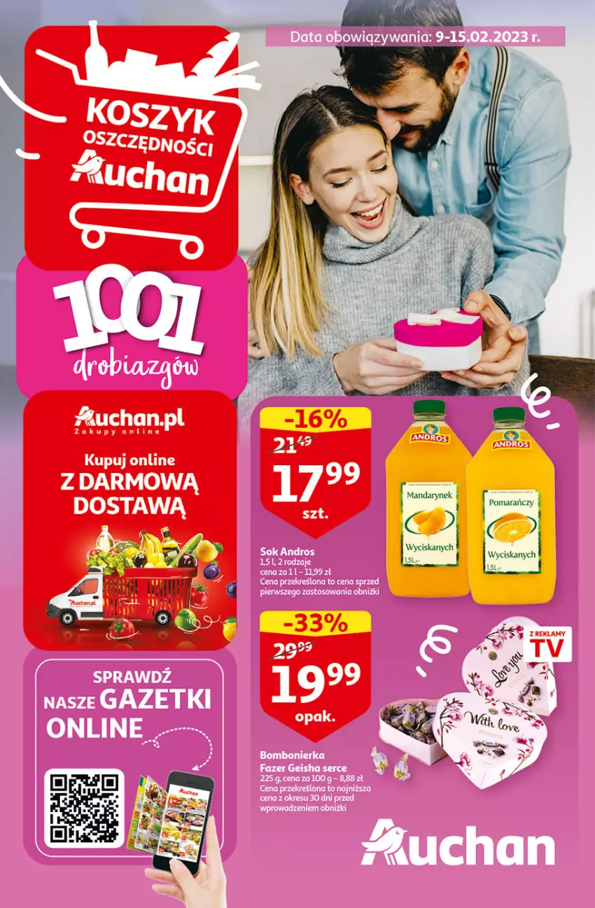 Gazetka promocyjna Auchan - Gazetka Koszyk Oszczędności Hipermarket Auchan - ważna 09.02 do 15.02.2023 - strona 1