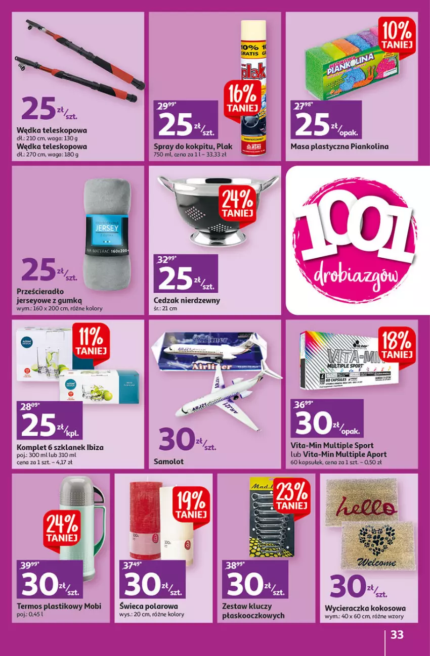 Gazetka promocyjna Auchan - Gazetka Koszyk Oszczędności Hipermarket Auchan - ważna 09.02 do 15.02.2023 - strona 33 - produkty: Cedzak, Kokos, Por, Prześcieradło, Sport, Teleskop, Termos, Vita-Min, Waga, Wycieraczka