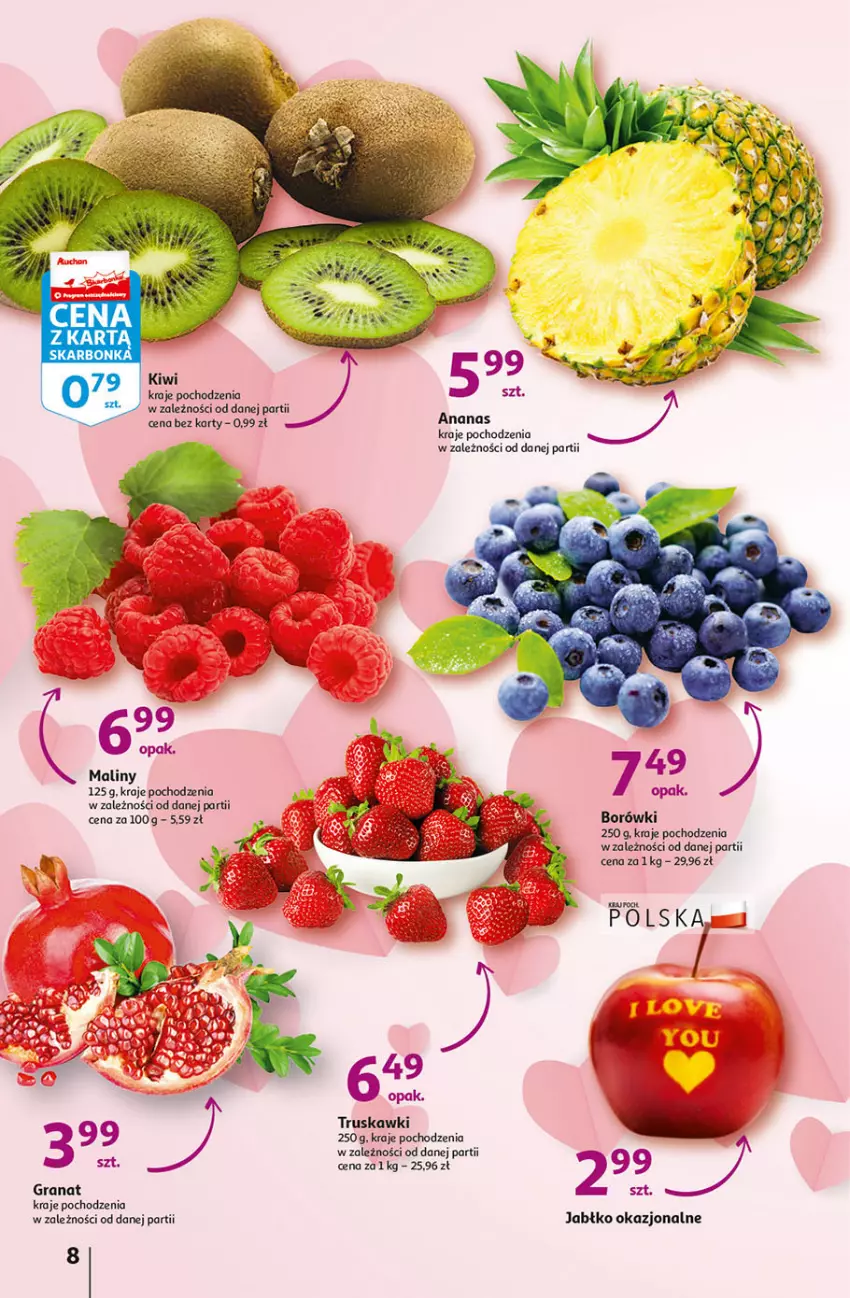 Gazetka promocyjna Auchan - Gazetka Koszyk Oszczędności Hipermarket Auchan - ważna 09.02 do 15.02.2023 - strona 8 - produkty: Ananas, Gra, Granat, Maliny, Truskawki