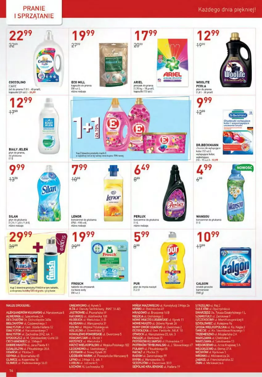 Gazetka promocyjna Drogerie Jawa - ważna 07.10 do 03.11.2021 - strona 16 - produkty: Ariel, Calgon, Chusteczki, Coccolino, Do mycia naczyń, Fa, Finish, Frosch, Gra, Lenor, LG, Płyn do prania, Puder, Pur, Rum, Silan, Tablet, Woolite