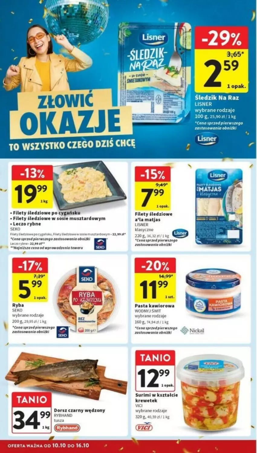 Gazetka promocyjna Intermarche - ważna 10.10 do 16.10.2024 - strona 10 - produkty: Astor, Dorsz, Kawior, Lisner, Matjas, Mus, Ryba, SEKO, Ser, Sos, Surimi