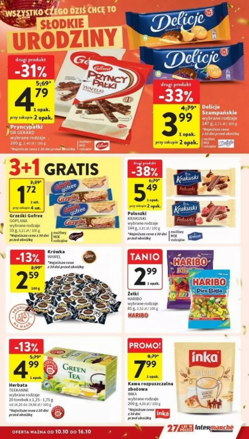 Gazetka promocyjna Intermarche - ważna 10.10 do 16.10.2024 - strona 20 - produkty: Gra, Grześki, Haribo, Herbata, Inka, Kawa, Kawa rozpuszczalna, Krakus, Krakuski, Teekanne, Wawel