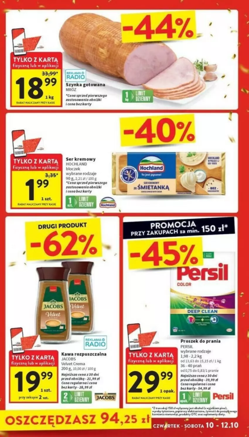 Gazetka promocyjna Intermarche - ważna 10.10 do 16.10.2024 - strona 23 - produkty: Bell, Fa, Hochland, Jacobs, Jacobs Velvet, Kawa, Kawa rozpuszczalna, Persil, Proszek do prania, Szynka, Tran, Velvet, Woda