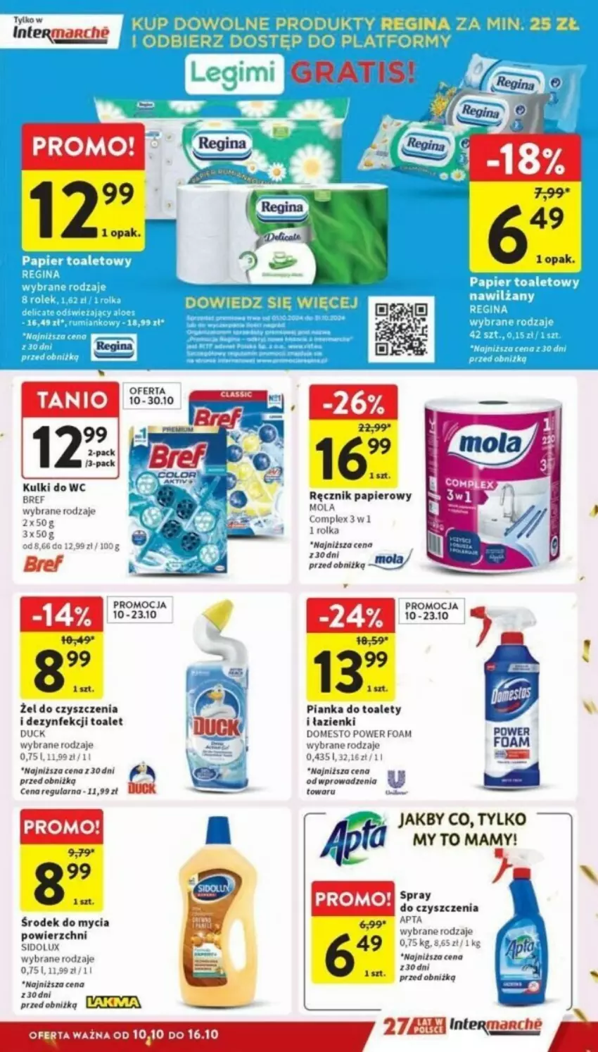 Gazetka promocyjna Intermarche - ważna 10.10 do 16.10.2024 - strona 29 - produkty: Bref, Duck, JBL, Kulki do wc, Mola, Papier, Ręcznik, Sidolux