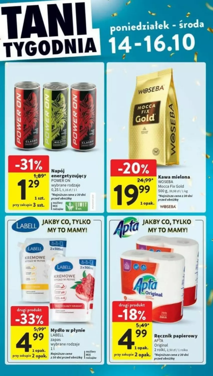 Gazetka promocyjna Intermarche - ważna 10.10 do 16.10.2024 - strona 42 - produkty: Bell, Gin, Kawa, Kawa mielona, Mocca Fix Gold, Mydło, Mydło w płynie, Napój, Papier, Ręcznik, Woseba