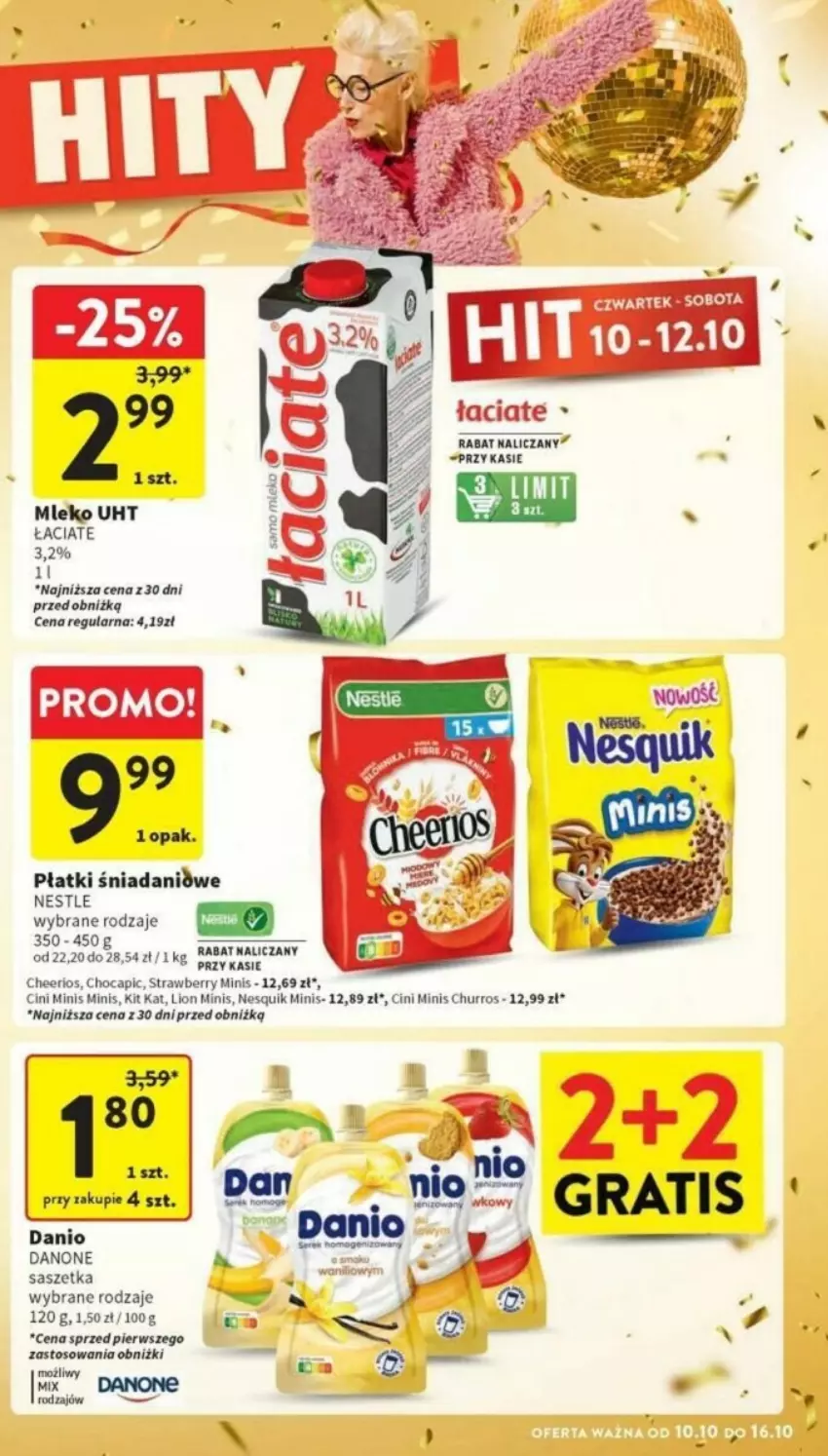 Gazetka promocyjna Intermarche - ważna 10.10 do 16.10.2024 - strona 44 - produkty: Cheerios, Cini Minis, Danio, Danone, Kit Kat, Lion, Mleko, Nesquik