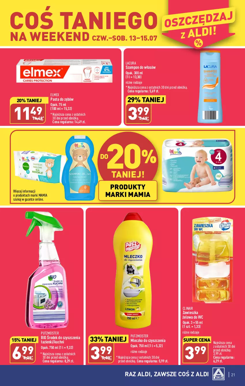 Gazetka promocyjna Aldi - Pełen katalog od 10.07 - ważna 10.07 do 15.07.2023 - strona 21 - produkty: Clin, Elmex, Mleczko, Pasta do zębów, Putzmeister, Szampon