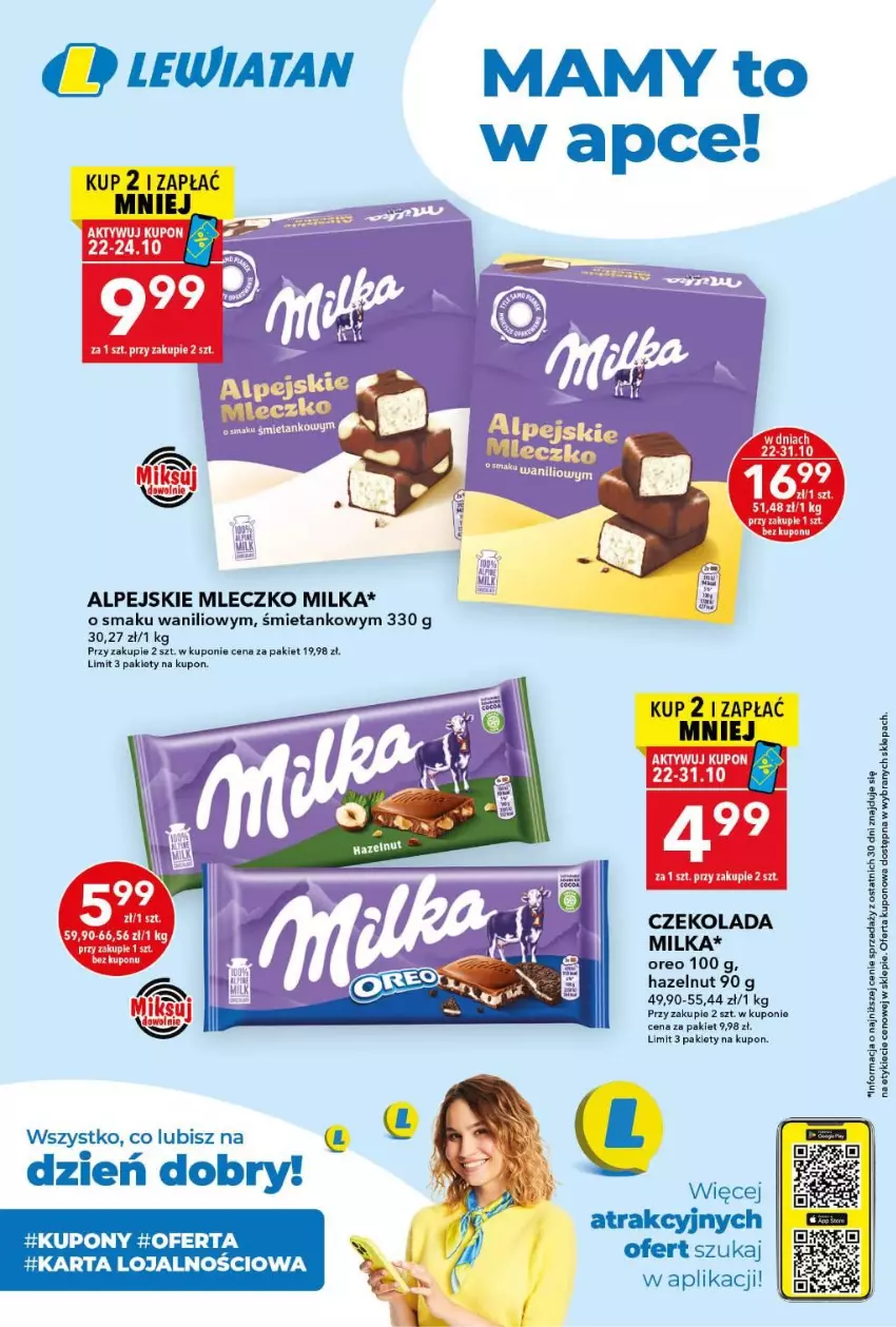 Gazetka promocyjna Lewiatan - Gazetka ogólnopolska - ważna 22.10 do 28.10.2026 - strona 4 - produkty: Czekolada, Milka, Mleczko, Oreo, Waga