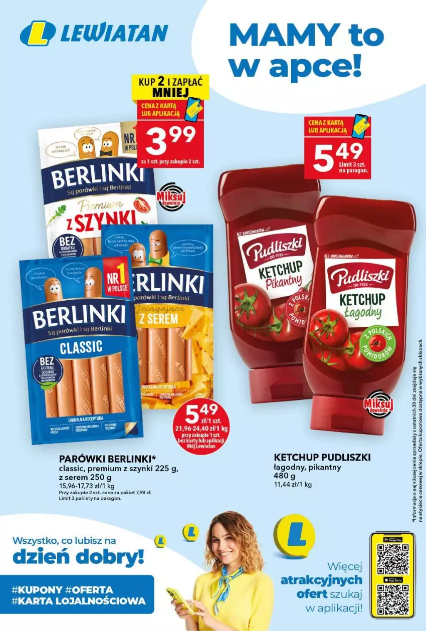 Gazetka promocyjna Lewiatan - Gazetka ogólnopolska - ważna 22.10 do 28.10.2026 - strona 5 - produkty: Berlinki, Ketchup, Parówki, Pudliszki, Ser