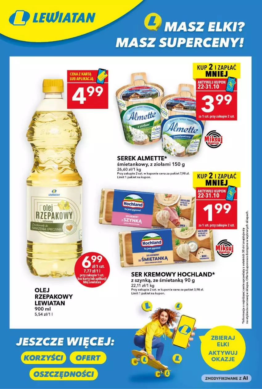 Gazetka promocyjna Lewiatan - Gazetka ogólnopolska - ważna 22.10 do 28.10.2026 - strona 6 - produkty: Almette, Hochland, Olej, Piec, Ser, Serek