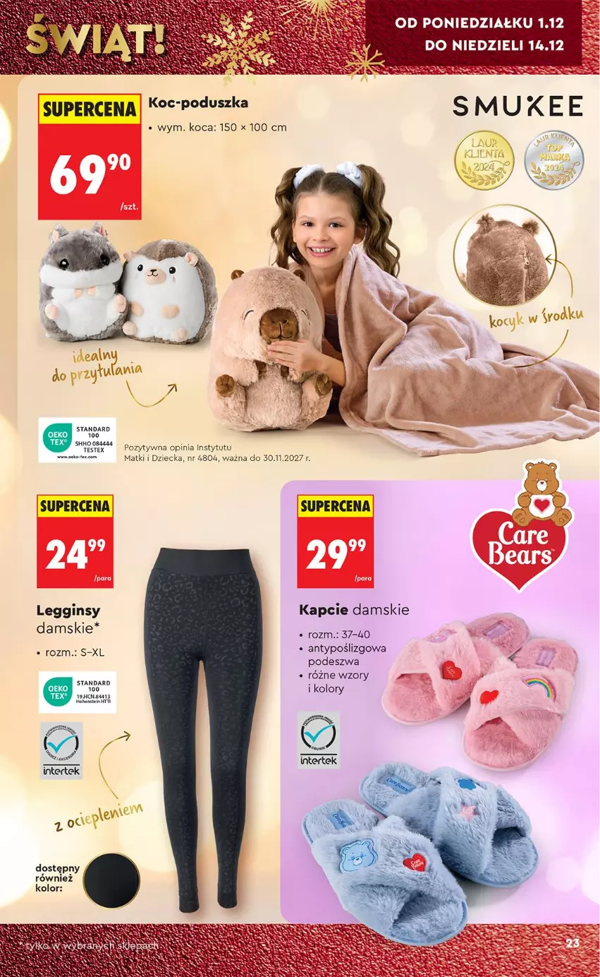 Gazetka promocyjna Biedronka - Okazje Tygodnia - ważna 29.11 do 13.12.2025 - strona 23 - produkty: Fa, Gin, Kapcie, Koc, Legginsy, Poduszka