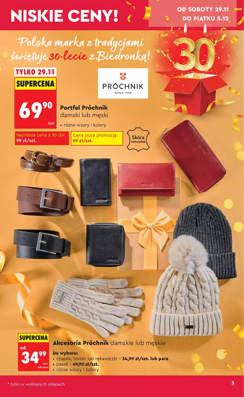 Gazetka promocyjna Biedronka - Okazje Tygodnia - ważna 29.11 do 13.12.2025 - strona 3 - produkty: Czapka, Pasek, Por