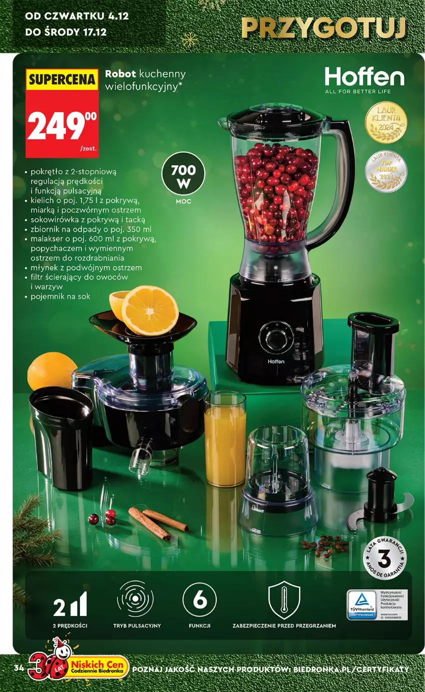 Gazetka promocyjna Biedronka - Okazje Tygodnia - ważna 29.11 do 13.12.2025 - strona 34 - produkty: Młynek, Piec, Pojemnik, Robot, Ser, Sok, Top