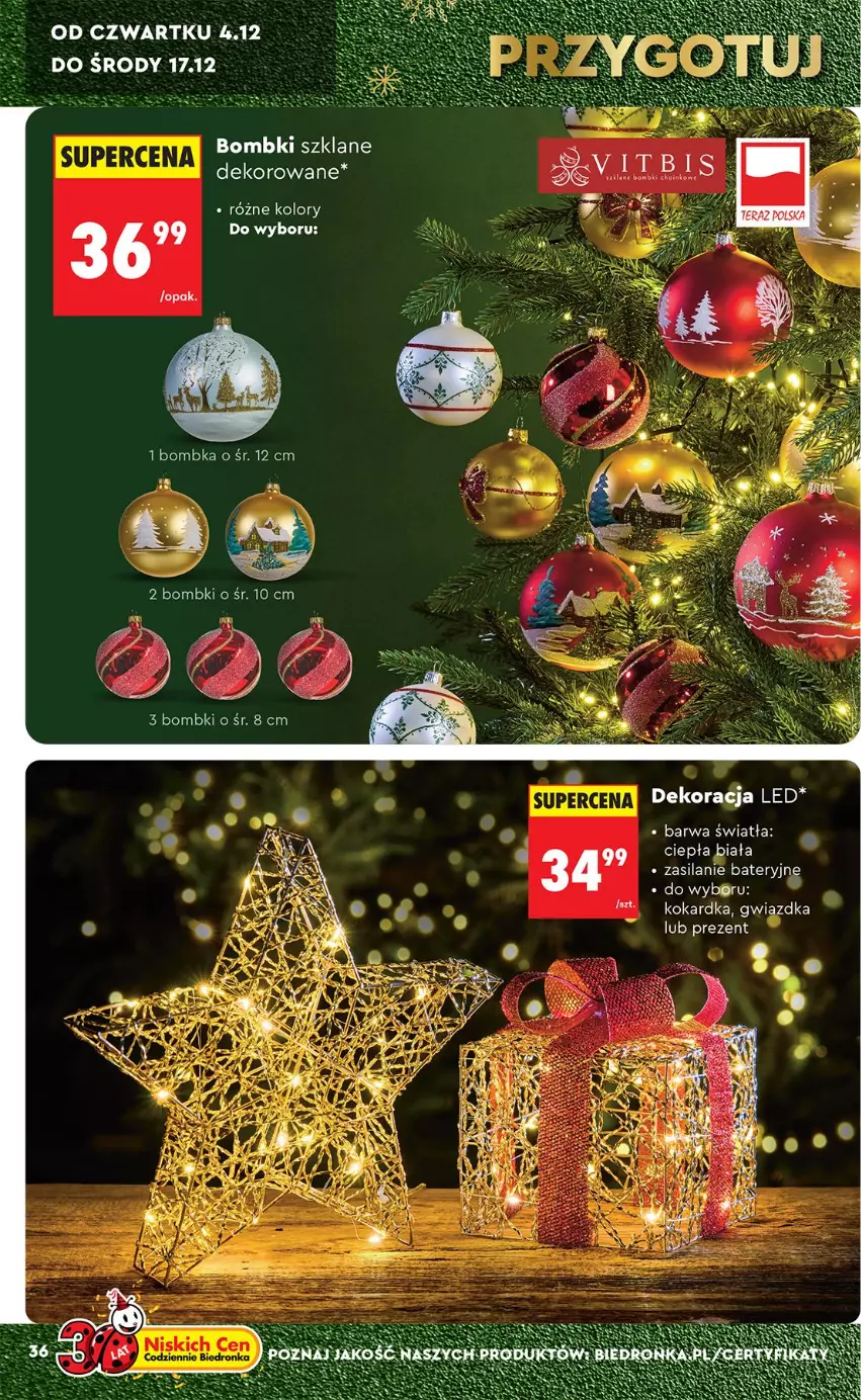 Gazetka promocyjna Biedronka - Okazje Tygodnia - ważna 29.11 do 13.12.2025 - strona 36 - produkty: Bombki, Dekoracja LED, Silan