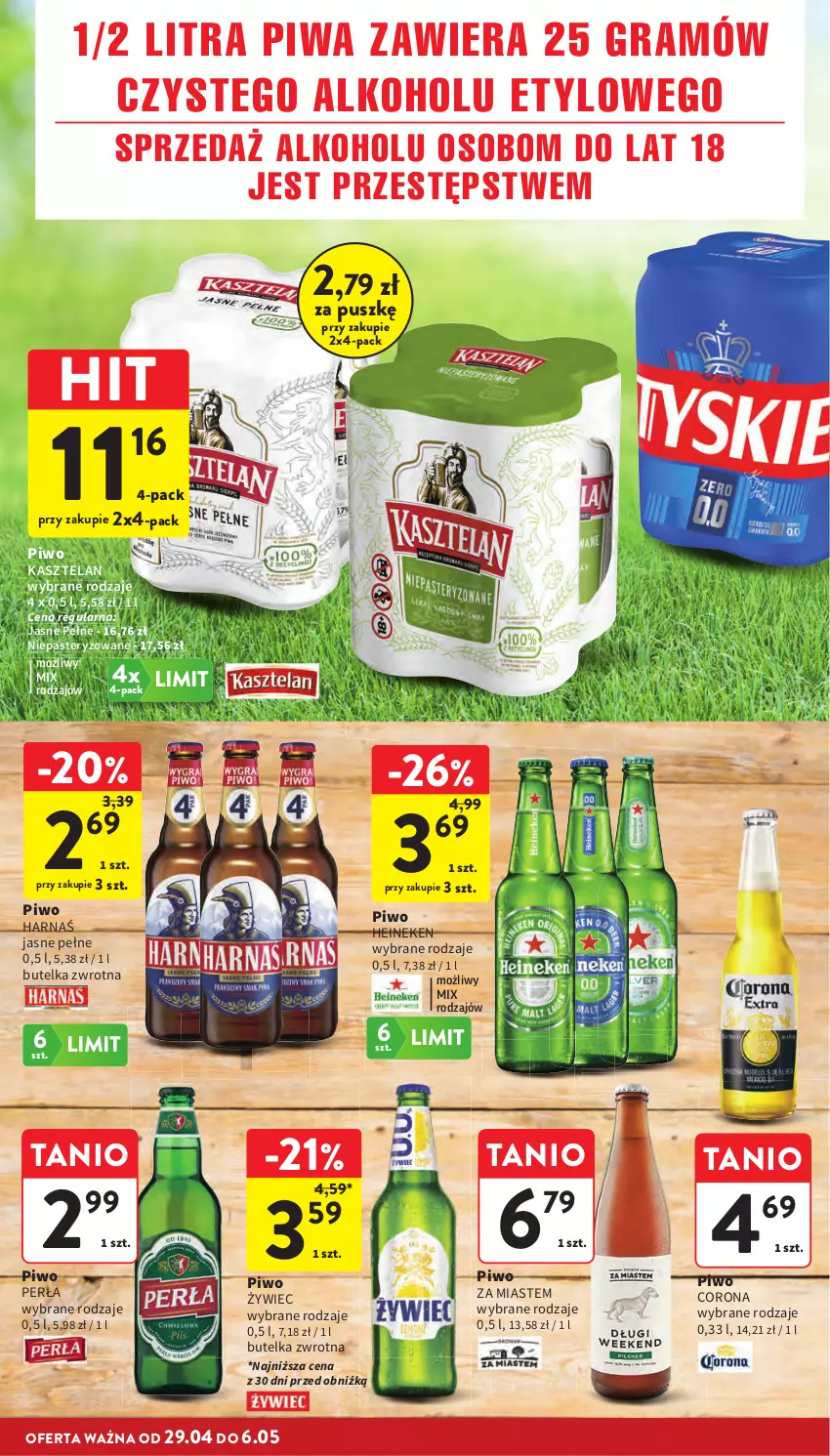 Gazetka promocyjna Intermarche - Gazetka promocyjna - ważna 29.04 do 06.05.2026 - strona 10 - produkty: Gra, Harnaś, Heineken, Kasztelan, Perła, Piwa, Piwo