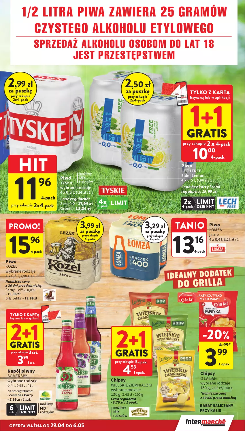 Gazetka promocyjna Intermarche - Gazetka promocyjna - ważna 29.04 do 06.05.2026 - strona 11 - produkty: Chipsy, Gra, Grill, Kozel, Napój, Piwa, Piwo, Somersby, Tyskie