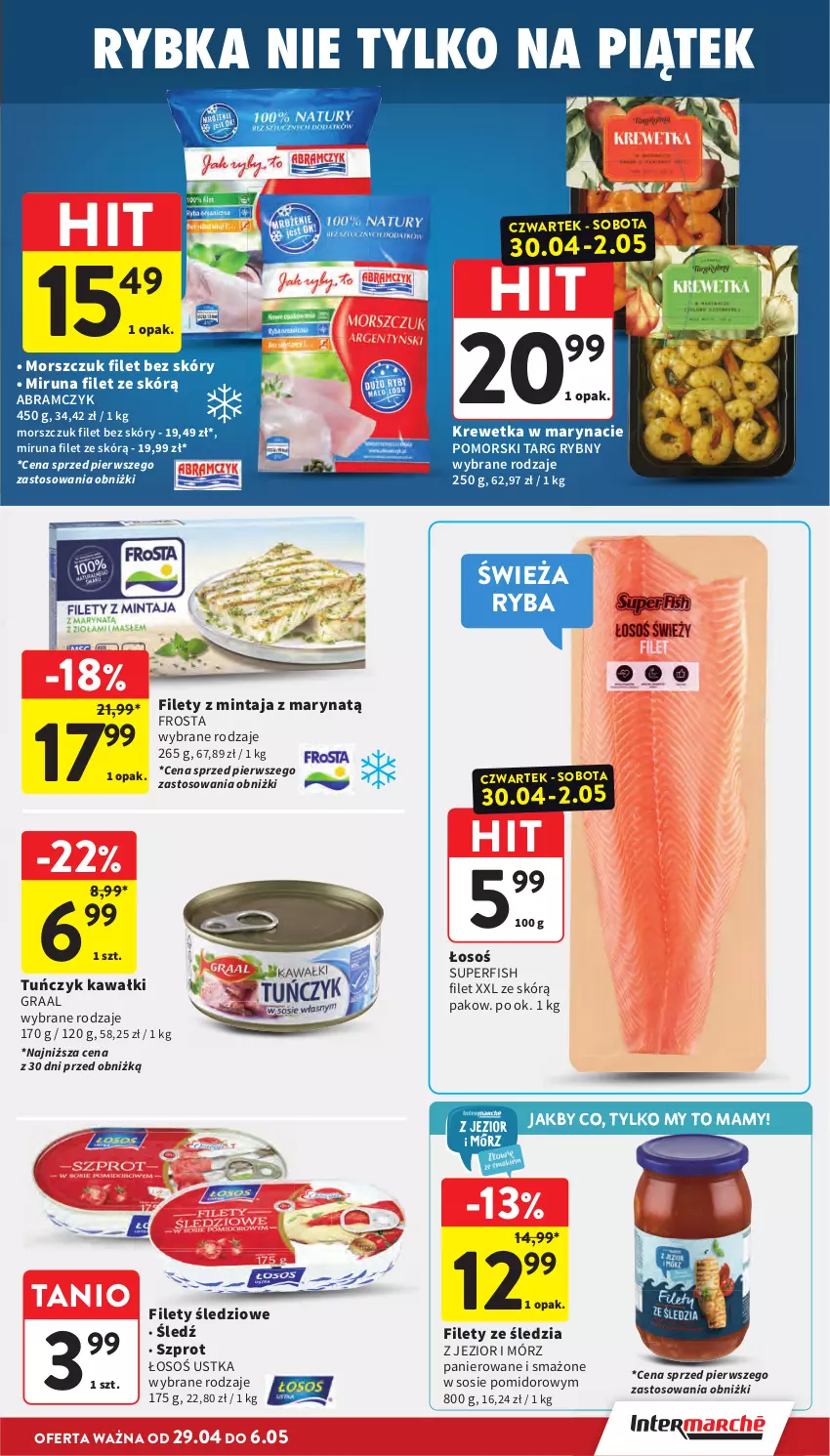 Gazetka promocyjna Intermarche - Gazetka promocyjna - ważna 29.04 do 06.05.2026 - strona 23 - produkty: Frosta, Gra, Graal, Kawa, Mintaj, Miruna, Ryba, Sos, Szprot, Tuńczyk