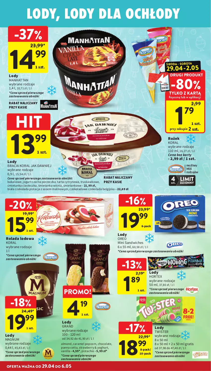 Gazetka promocyjna Intermarche - Gazetka promocyjna - ważna 29.04 do 06.05.2026 - strona 28 - produkty: Czekolada, Gra, Hortex, Jogurt, LG, Lody, Oreo, Panna cotta, Popcorn, Por, Rolada, Sos, Tarta