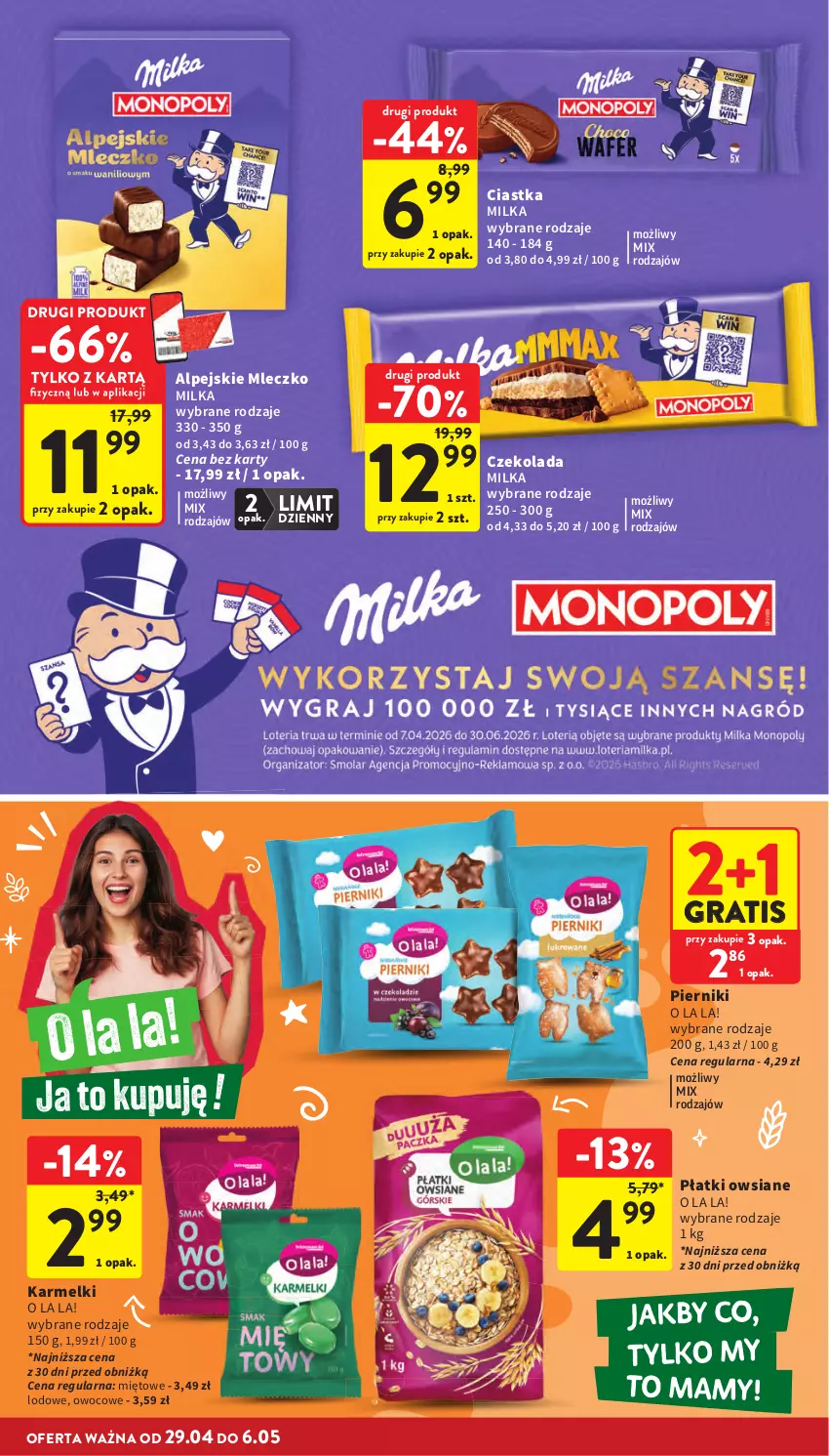 Gazetka promocyjna Intermarche - Gazetka promocyjna - ważna 29.04 do 06.05.2026 - strona 30 - produkty: Ciastka, Czekolada, Gra, Milka, Mleczko, Piernik, Płatki owsiane