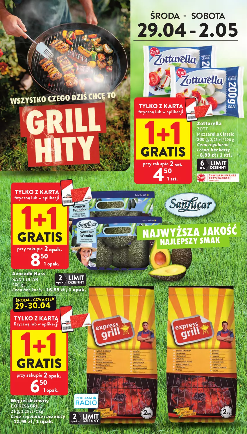 Gazetka promocyjna Intermarche - Gazetka promocyjna - ważna 29.04 do 06.05.2026 - strona 4 - produkty: Avocado, Gra, Grill, Mozzarella, Węgiel drzewny, Zott, Zottarella