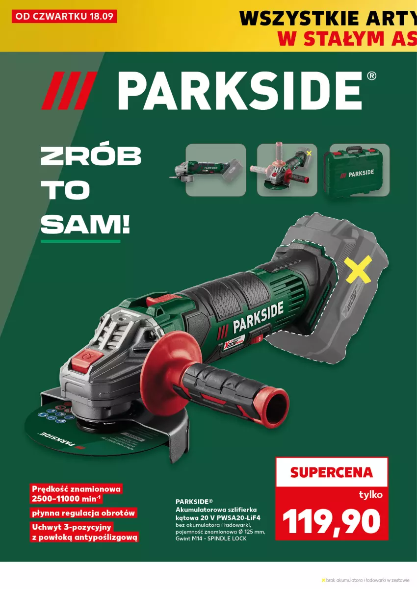 Gazetka promocyjna Kaufland - Kaufland - ważna 18.09 do 24.09.2025 - strona 12 - produkty: Akumulator, Parkside, Szlifierka