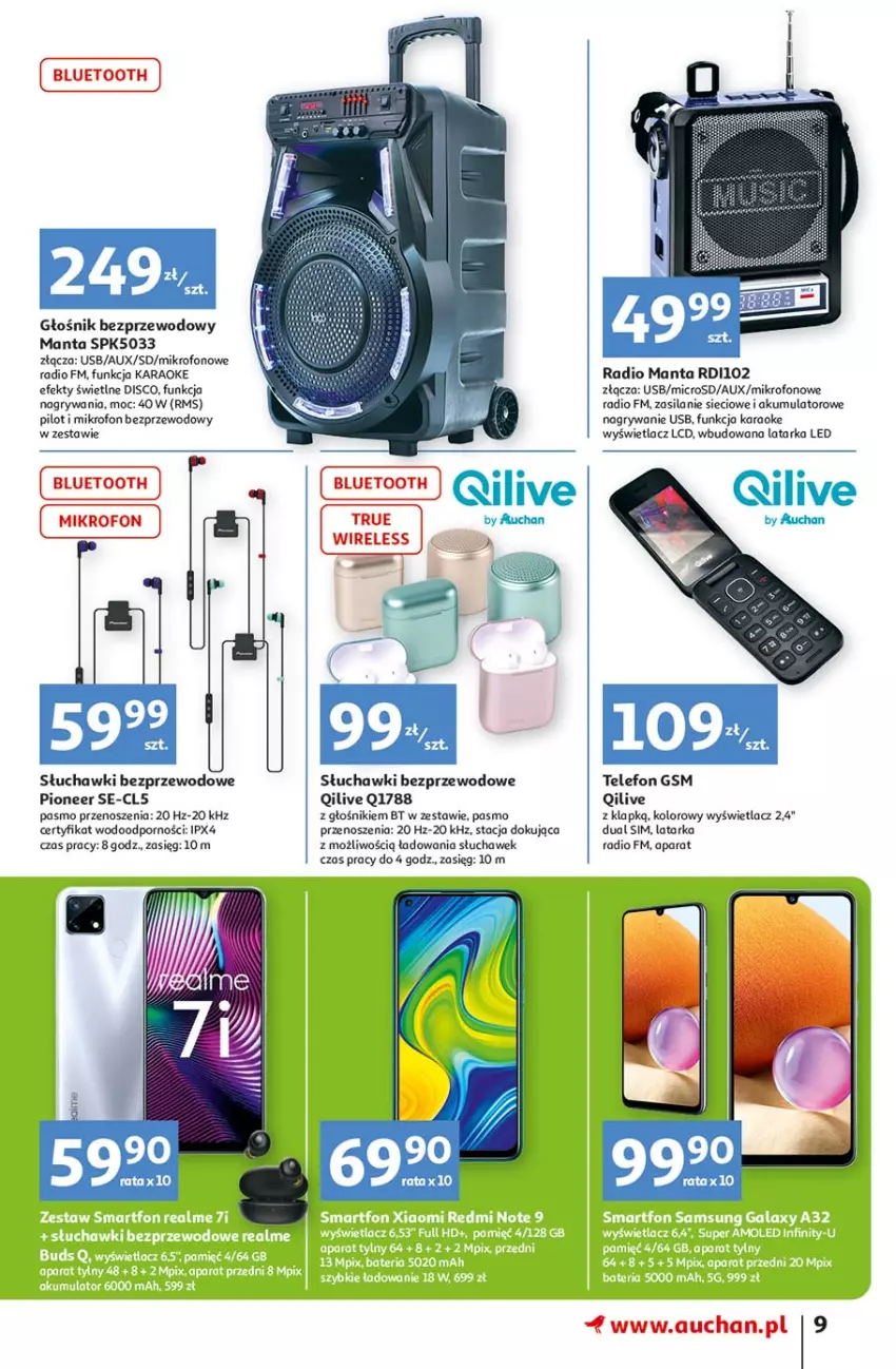 Gazetka promocyjna Auchan - Sale Hipermarkety - ważna 24.06 do 30.06.2021 - strona 9 - produkty: Akumulator, Głośnik, Gry, Latarka, Latarka LED, Manta, Mikrofon, Por, Silan, Słuchawki, Słuchawki bezprzewodowe, Tarka, Telefon