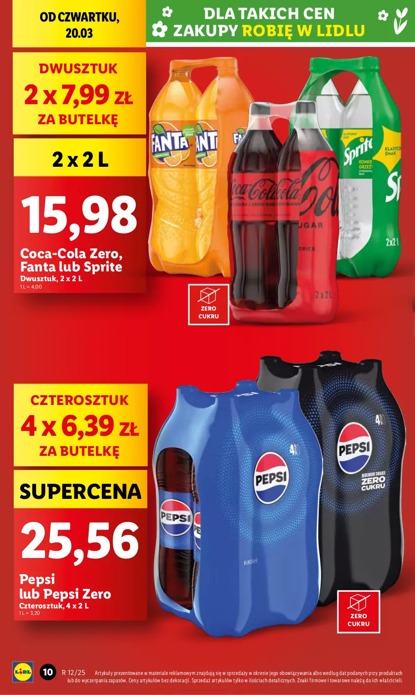 Gazetka promocyjna Lidl - GAZETKA - ważna 20.03 do 22.03.2025 - strona 10 - produkty: Coca-Cola, Fa, Fanta, Pepsi, Sprite