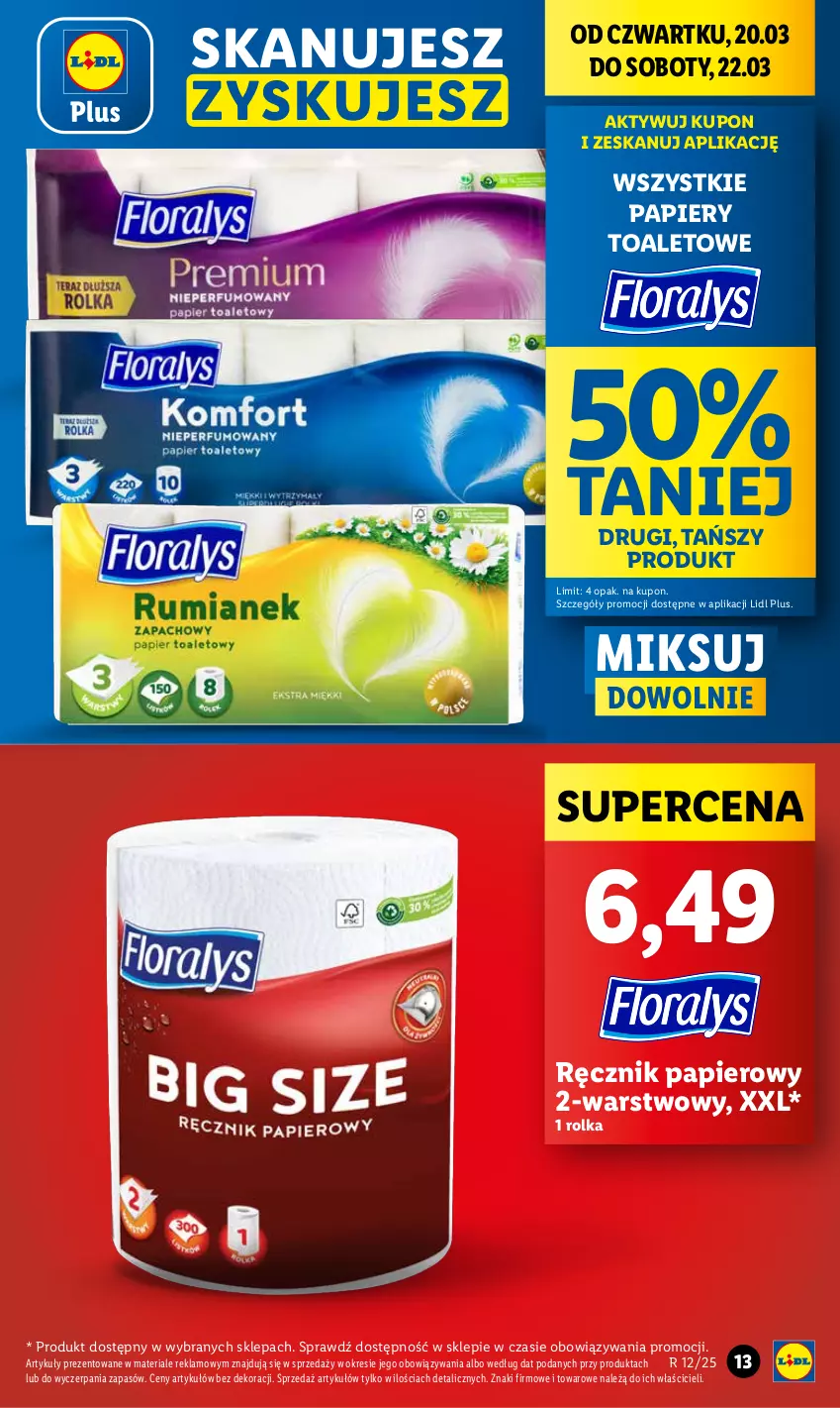 Gazetka promocyjna Lidl - GAZETKA - ważna 20.03 do 22.03.2025 - strona 13 - produkty: Papier, Ręcznik