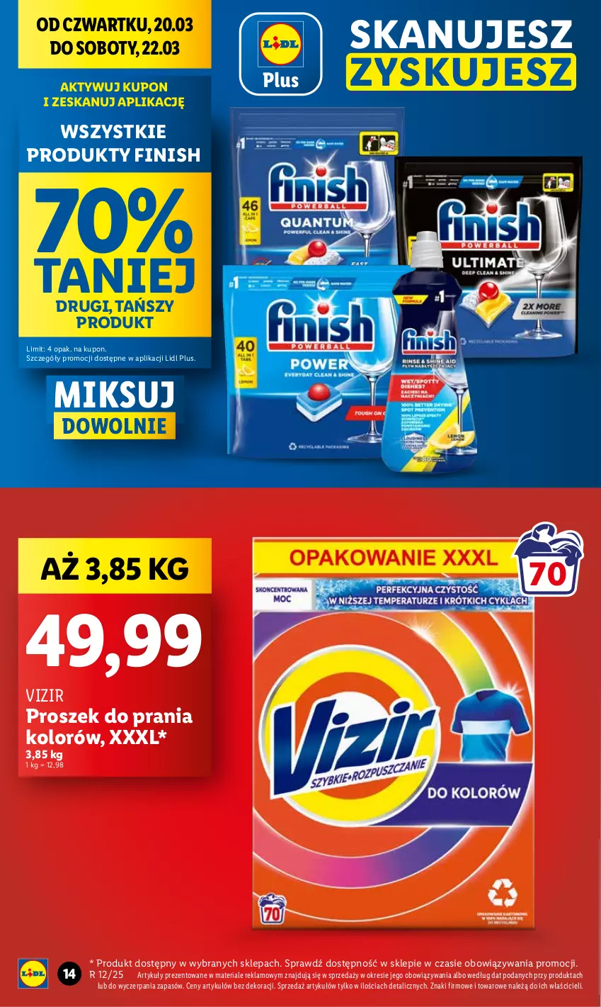 Gazetka promocyjna Lidl - GAZETKA - ważna 20.03 do 22.03.2025 - strona 14 - produkty: Finish, Proszek do prania, Vizir