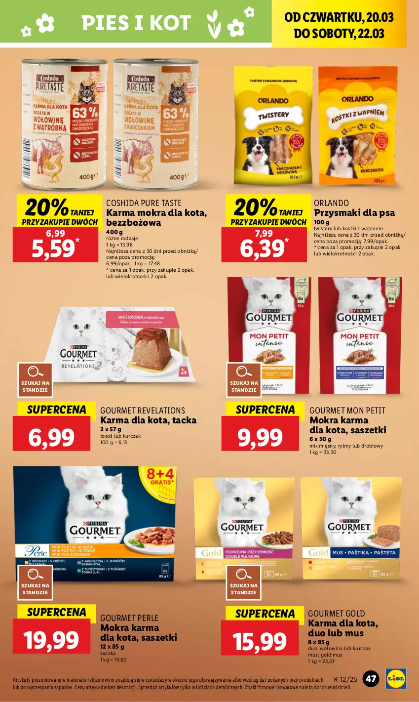 Gazetka promocyjna Lidl - GAZETKA - ważna 20.03 do 22.03.2025 - strona 53 - produkty: Gourmet Gold, Kaczka, Kurczak, Mokra karma, Mus, Przysmaki, Pur, Wołowina