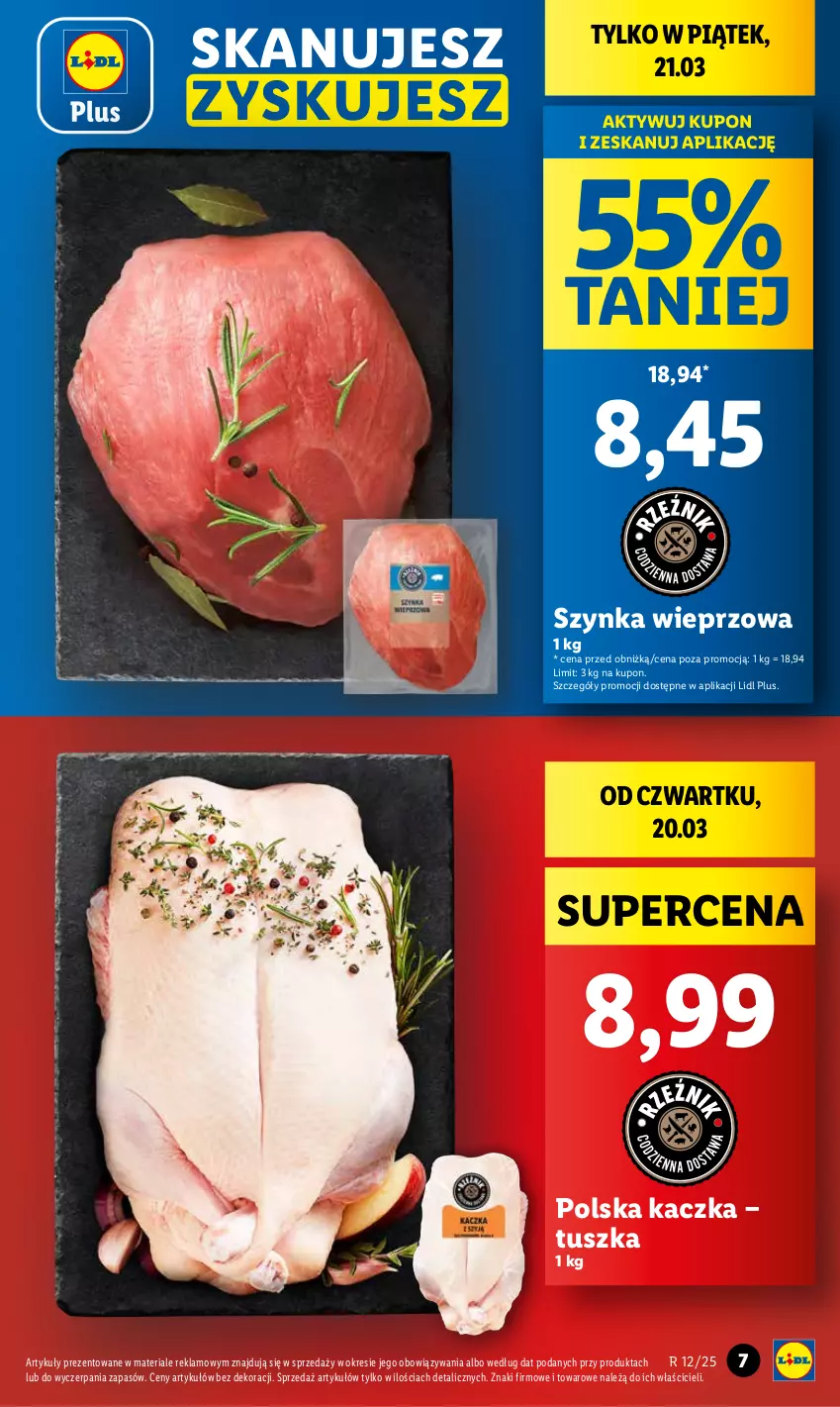 Gazetka promocyjna Lidl - GAZETKA - ważna 20.03 do 22.03.2025 - strona 7 - produkty: Kaczka, Szynka, Szynka wieprzowa, Tusz