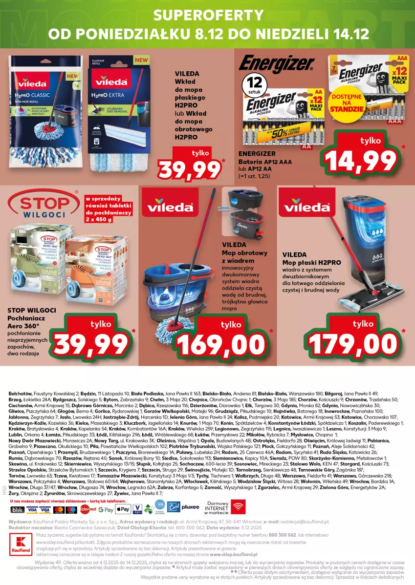 Gazetka promocyjna Kaufland - Kaufland - ważna 04.12 do 09.12.2025 - strona 20 - produkty: Bateria, BIC, Chrzan, Dior, Energizer, Fa, Inka, Kosz, LG, Mop, Orka, Rum, Sok, Sos, Szal, Top, Vileda, Wiadro, Wino, Wkład do mopa