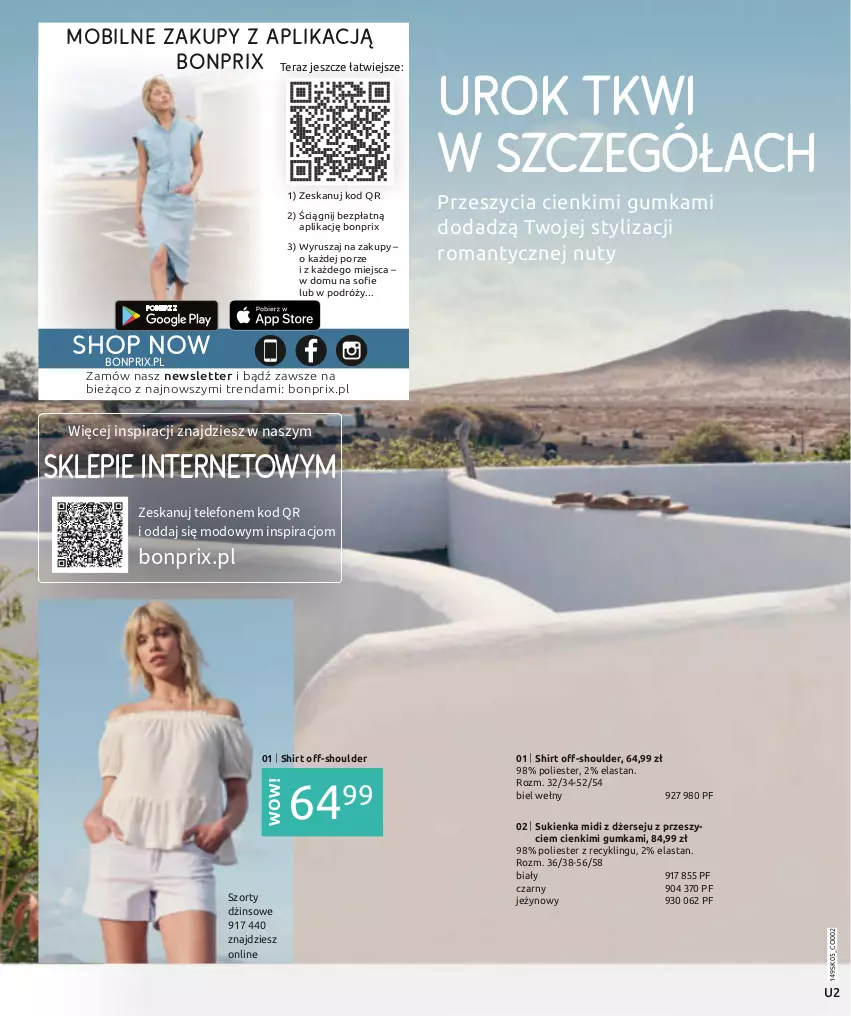 Gazetka promocyjna Bonprix - WHITE IN WHITE - ważna 27.05 do 27.08.2024 - strona 2 - produkty: Mobil, Nuty, Por, Sukienka, Szorty, Telefon, Tera