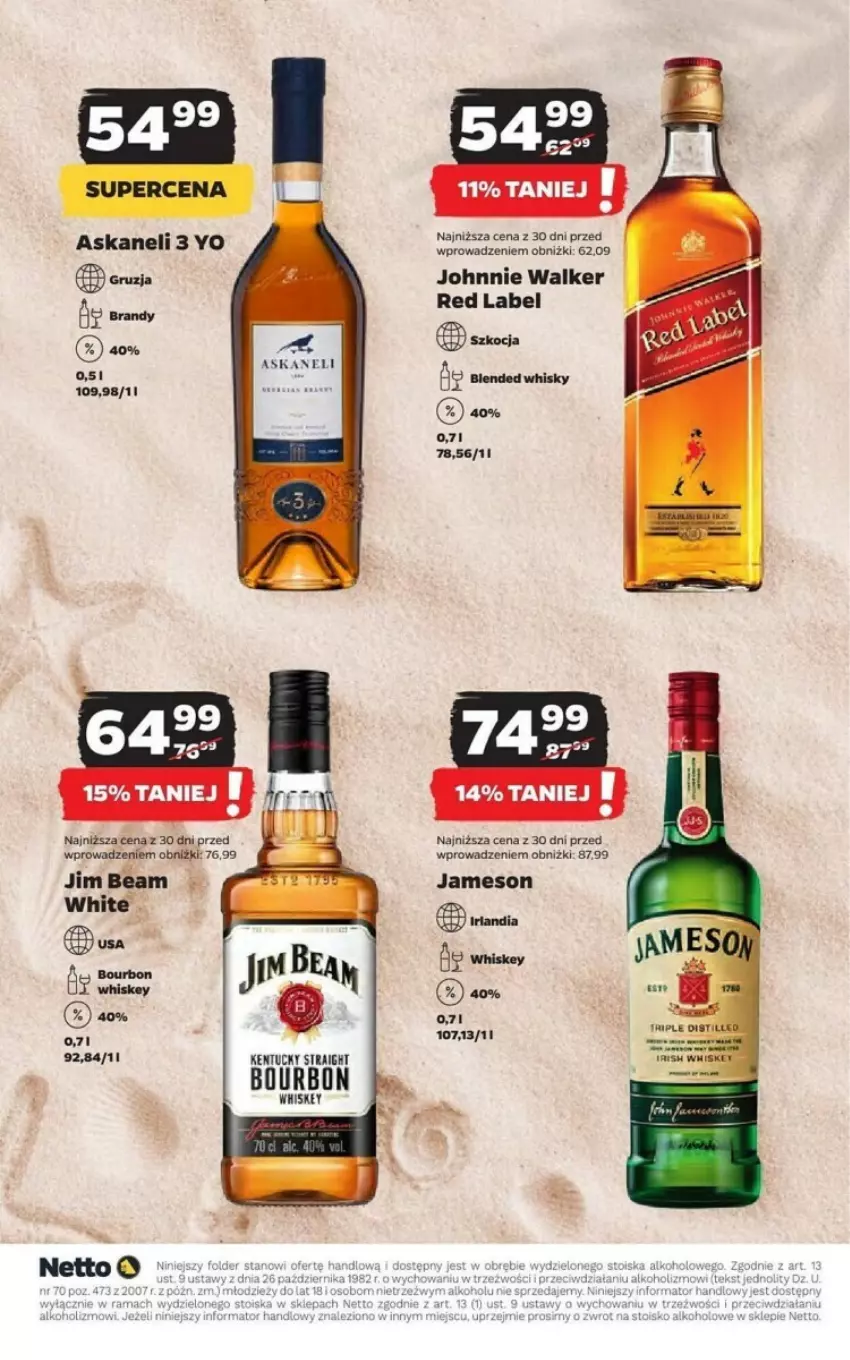 Gazetka promocyjna Netto - ważna 01.07 do 31.07.2024 - strona 13 - produkty: Bourbon, Brandy, Jameson, Jim Beam, Johnnie Walker, Whiskey