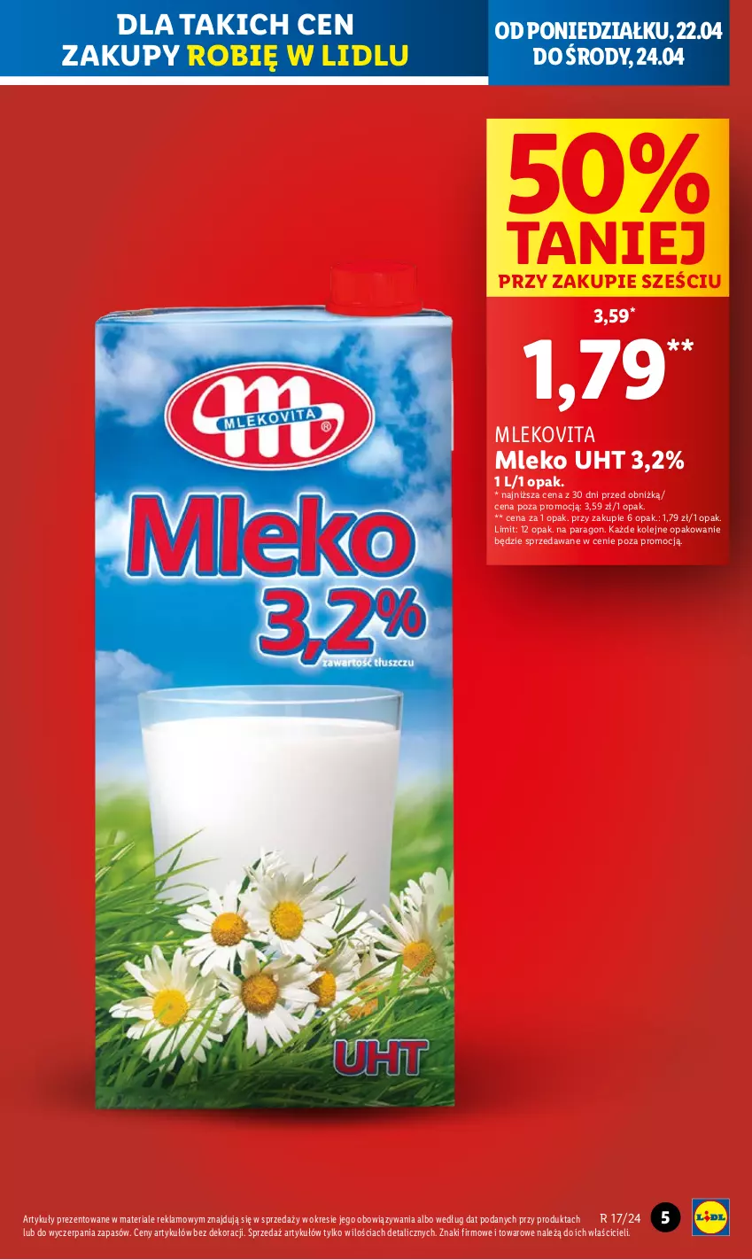 Gazetka promocyjna Lidl - GAZETKA - ważna 22.04 do 24.04.2024 - strona 5 - produkty: Mleko, Mlekovita, Olej