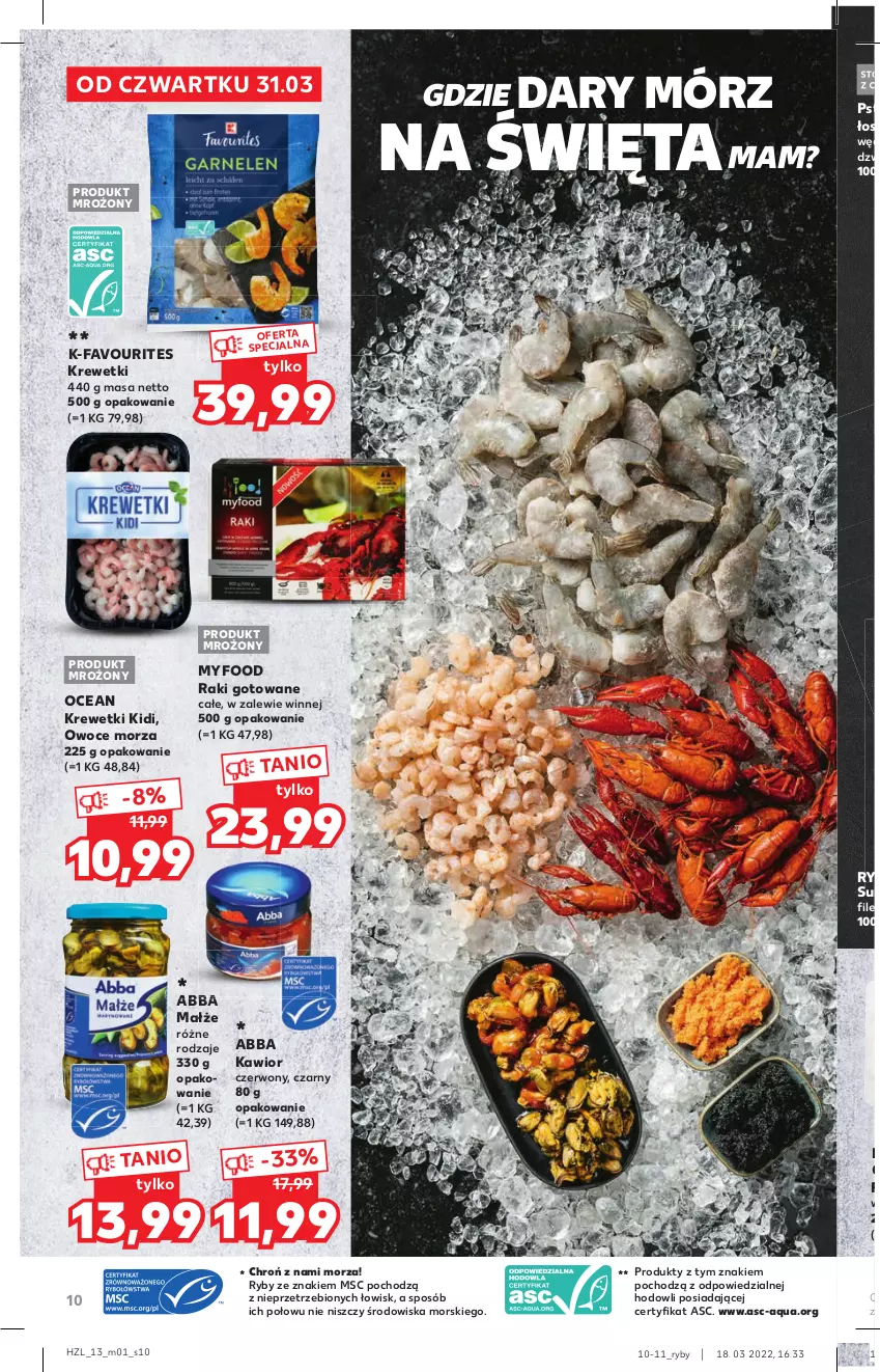 Gazetka promocyjna Kaufland - Oferta specjalna - ważna 31.03 do 16.04.2022 - strona 10 - produkty: Fa, Kawior, Krewetki, Małże, Owoce, Owoce morza